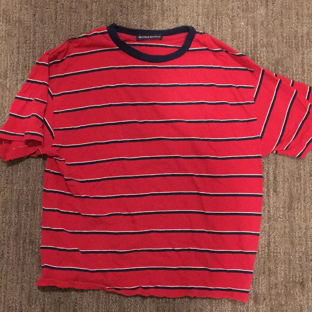 Brandy red, white and blue shirt